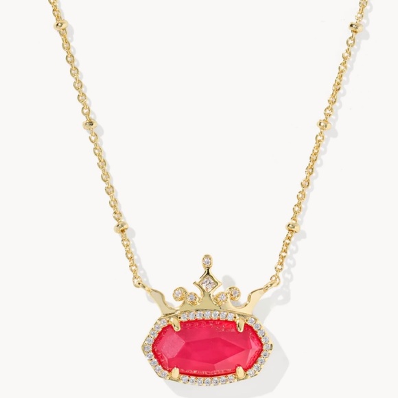 Disney | Kendra Scott Elisa Princess Gold Pendant in Dark Pink Mother-of-Pearl - Picture 1 of 3